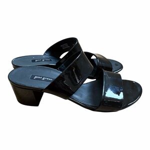 Paul Green Meg Womens Black Patent Leather Slide Sandals Block Heel UK 5  US 7.5